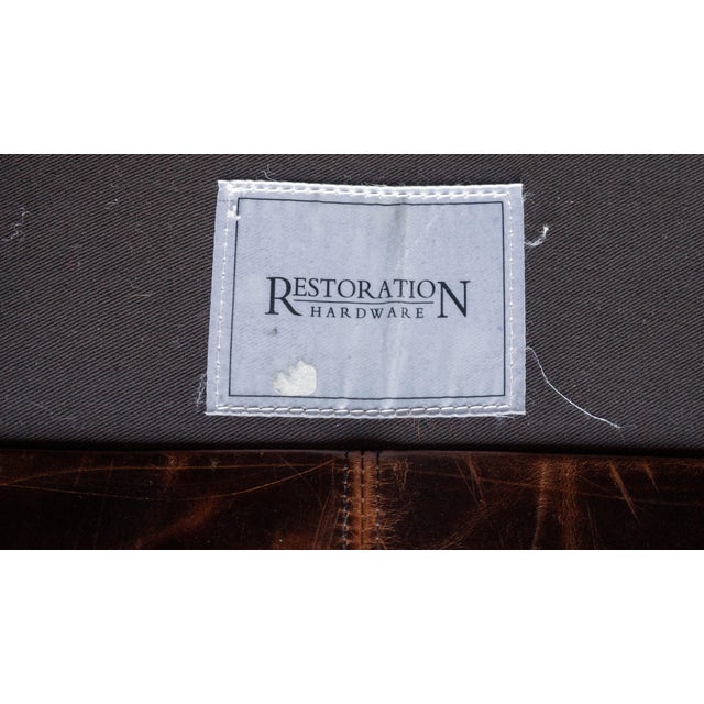 Restoration Hardware Maxwell Distressed Cigar Luxe Leather Sofa For Sale - Image 12 of 12