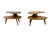 Elevate your living space with this striking pair of mid-century modern walnut side tables, showcasing an eye-catching...
