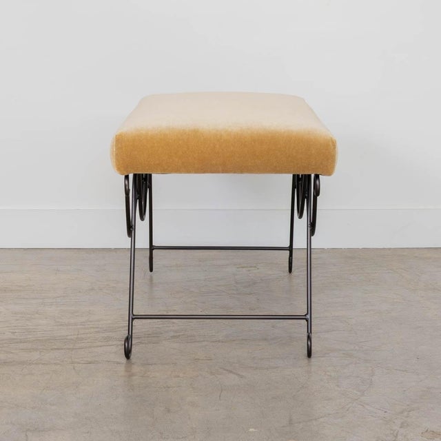 Not Yet Made - Made To Order Panoplie Iron Double Loop Bench, Camel Mohair For Sale - Image 5 of 12