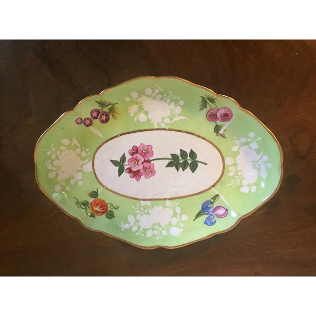 Gold Antique Early 19th Century English Regency Coalport Porcelain Botanical Oval Dessert Dish For Sale - Image 8 of 9