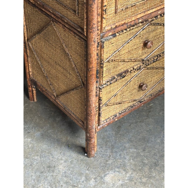 1980s Tortoiseshell British Colonial Bamboo & Rattan Wardrobe Attributed to Ralph Lauren for Bloomingdale’s For Sale In Philadelphia - Image 6 of 12