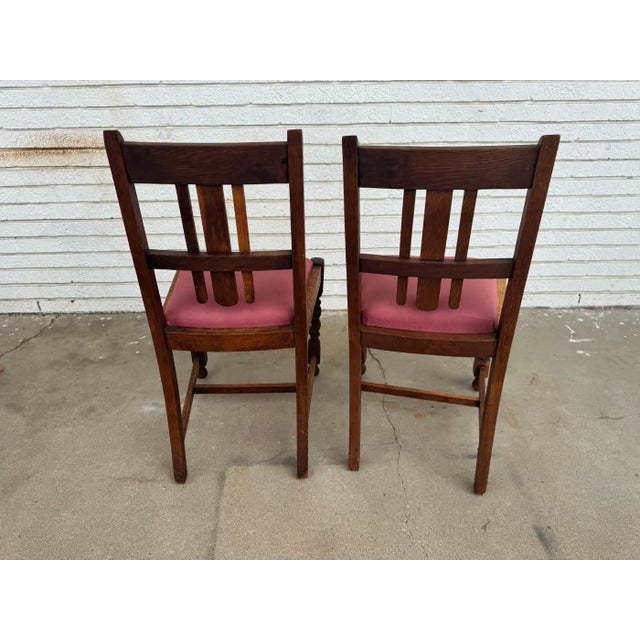 Mid-Century Modern Pair of Antique Chairs W\ Barley Twist Legs For Sale - Image 3 of 6