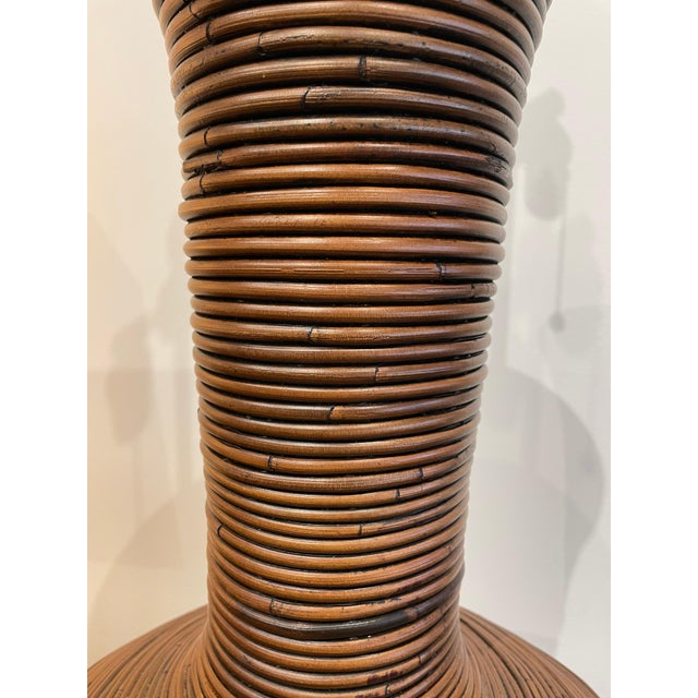 Vintage Oversized Pencil Reed Bamboo Table Lamp For Sale - Image 16 of 17