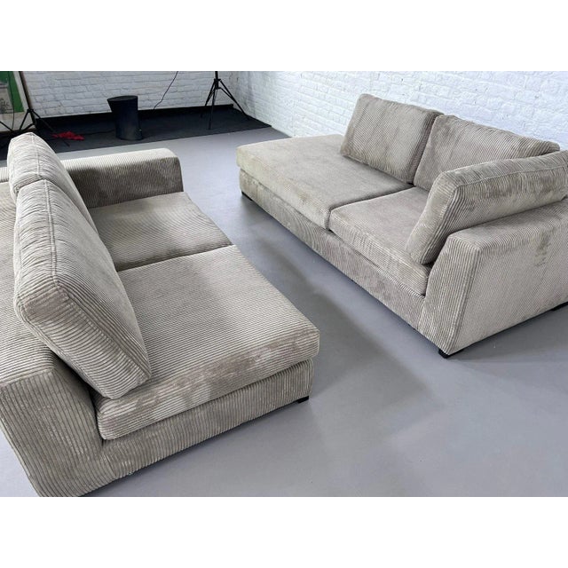 Vintage Corduroy Corner Sofa For Sale - Image 4 of 18