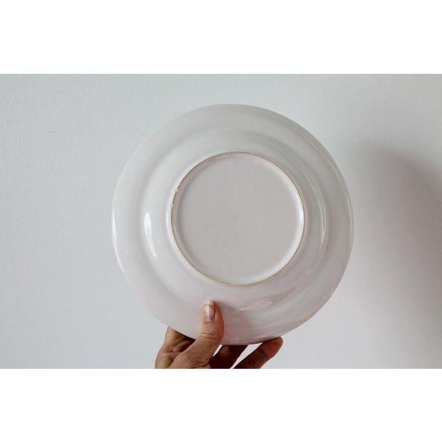 White Vintage Hand Painted French Varages Floral Bird and Butterfly Plate For Sale - Image 8 of 9