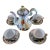 1960s Faenza Garofano Blue Carnation Coffee Pot With Four Cups & Saucers - Set of 9 For Sale