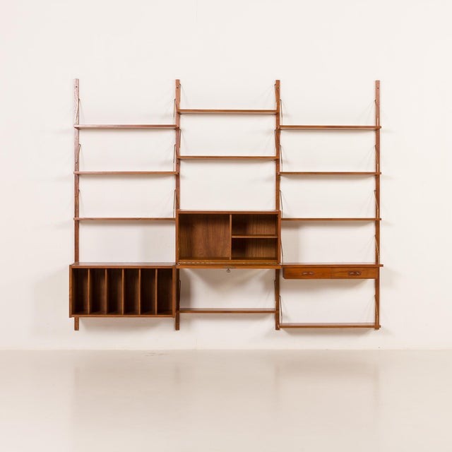 Wood PS System Shelving Unit with Vinyl Records Cabinet from Preben Sorensen, Randers, Denmark, 1960s For Sale - Image 7 of 18