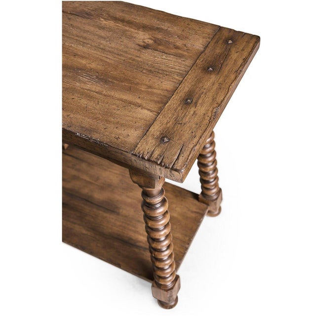 Rustic Farmhouse Spool-Leg End Table For Sale - Image 12 of 13