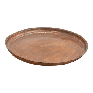 22" Dm Large Antique Copper Charger For Sale