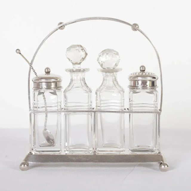 Silver Salt, Pepper, Oil and Vinegar Table Set from Seybold & Hirschhauer, 1910s, Set of 4 For Sale - Image 12 of 12