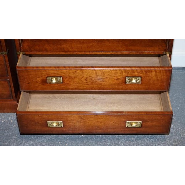 Brown Military Campaign Open Bookcases from Kennedy, London, Set of 2 For Sale - Image 8 of 18