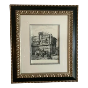 1970s “Fontaine Louis Xii” French Framed Etching