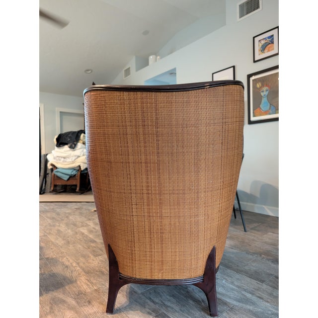 1970's Sculptural Mid-Century Modern Bentwood Lounge Chair With Cane Panels and Leather Seat For Sale - Image 12 of 13