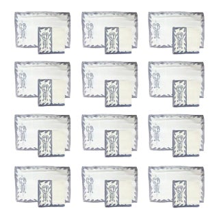 Large Vintage Matching Monogramed Purple Placemat and Napkin Set - Service for Twelve- 24 Pieces For Sale