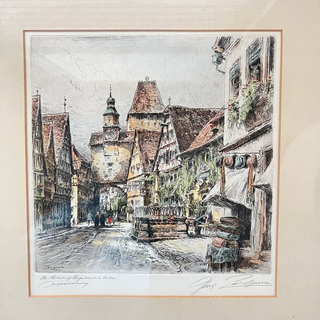 Own a piece of timeless European charm with this rare, signed original handcolored etching by celebrated artist Paul...