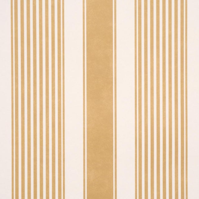 Traditional Sample - Schumacher Summerville Stripe Wallcovering In Ochre For Sale - Image 3 of 6