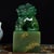 Late 20th Century Shoushan Stone Guardian Lion Seal – 6" Foo Dog Stamp With Gilt Calligraphy & Red Seal Paste For Sale - Image 5 of 9