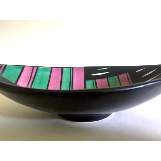 Vintage Mid Century Modern West German Schramberg Venezia Hand Painted Ceramic Art Pottery Elipse Bowl For Sale In Kansas City - Image 6 of 13