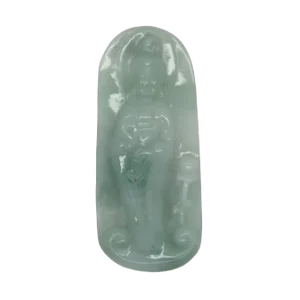 Light Green Standing Jade Kwan Yin - Bodhisattva - Goddess of Mercy Jade Pendant
