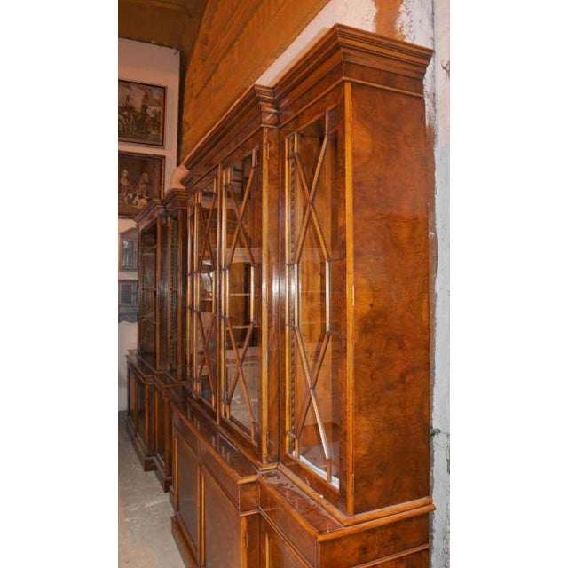 Glass Victorian Walnut Breakfront Bookcase For Sale - Image 7 of 18