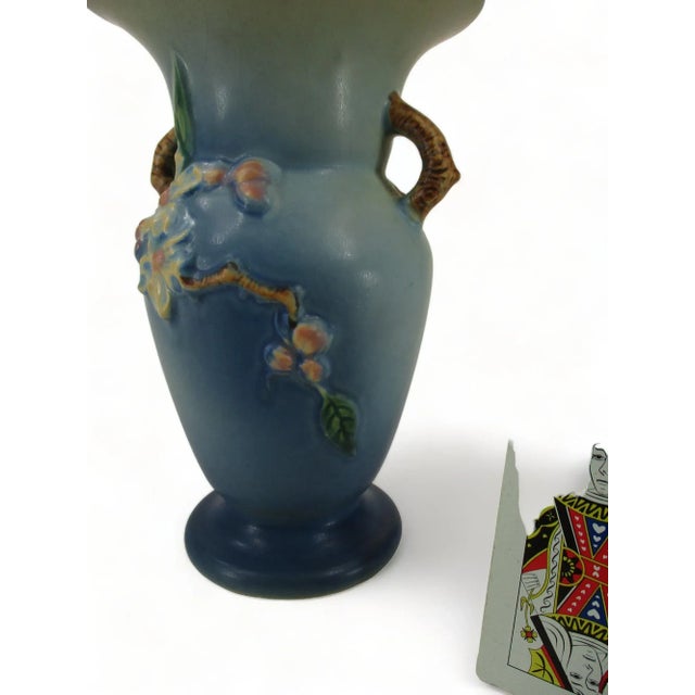 Early 20th Century Blue Roseville Pottery Apple Blossom Vase For Sale - Image 9 of 11