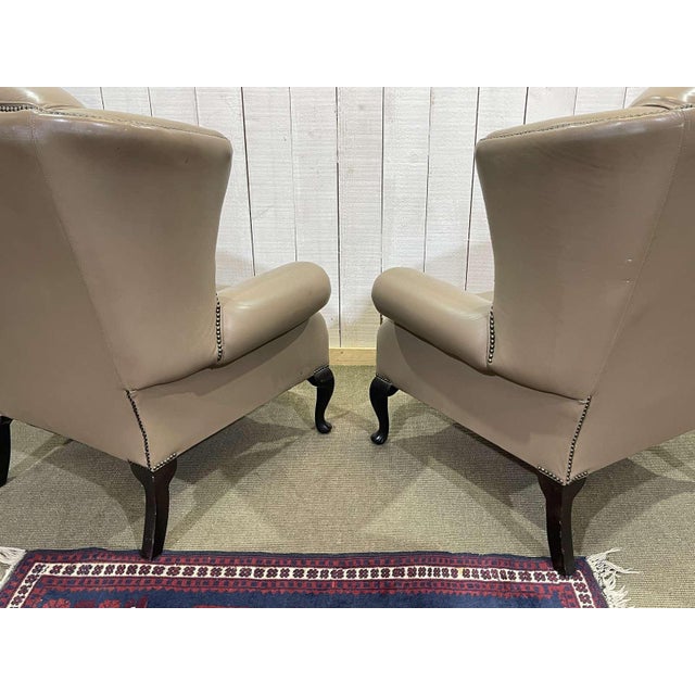 High-Backed Chesterfield Armchairs with Leather Ottoman, 1980s, Set of 3 For Sale - Image 12 of 16