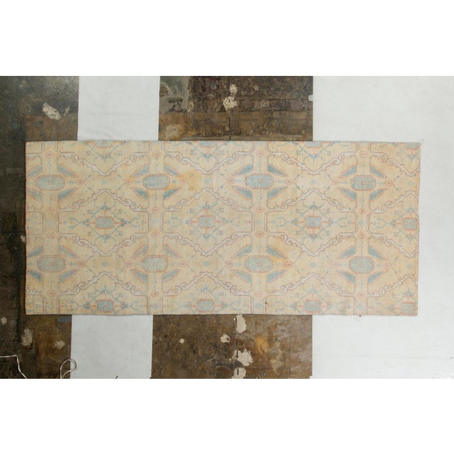 1920s Agra Runner in Blue and Yellow in Geometric Pattern For Sale - Image 4 of 6