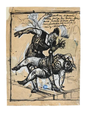 Gabriele Galantara, At the Circus, Original Ink Drawing, Early 20th Century