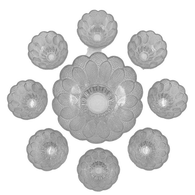 MCM Style Lausitzer Glaswerke Medea Scalloped Crystal Bowl Set - 8 PCS For Sale - Image 4 of 4