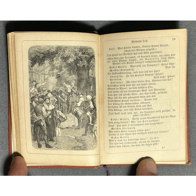 Paper 1873 “William Tell” by Schauspiel Von Schiller Miniature Hardcover Book Printed in Berlin, Germany For Sale - Image 7 of 9