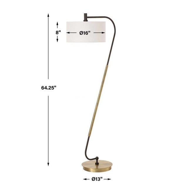 This arched floor lamp is crafted from steel and features an antique 'brass' finish with rustic bronze accents. The...