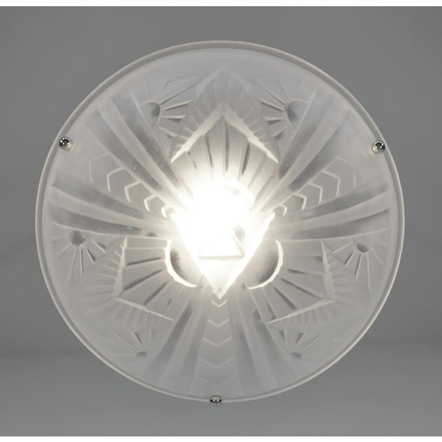 Metal French Art Deco Pendant Light by Mouynet & Degue 1930 France - 2 Available For Sale - Image 7 of 10