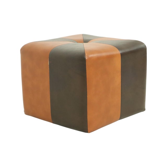 1960s Square Pouf in Skai and Faux Leather, 1960s For Sale - Image 5 of 14