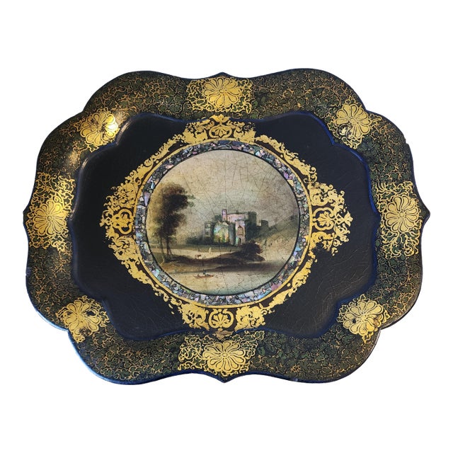 19th Century English Papier Mache Tray For Sale