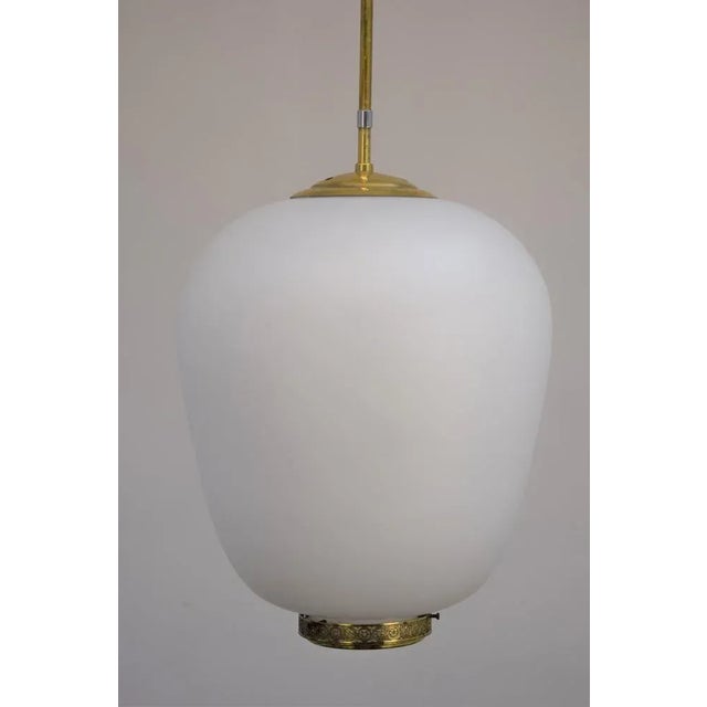 Suspension Lamp in Opaline Glass and Brass, Italy, 1950s For Sale - Image 10 of 12