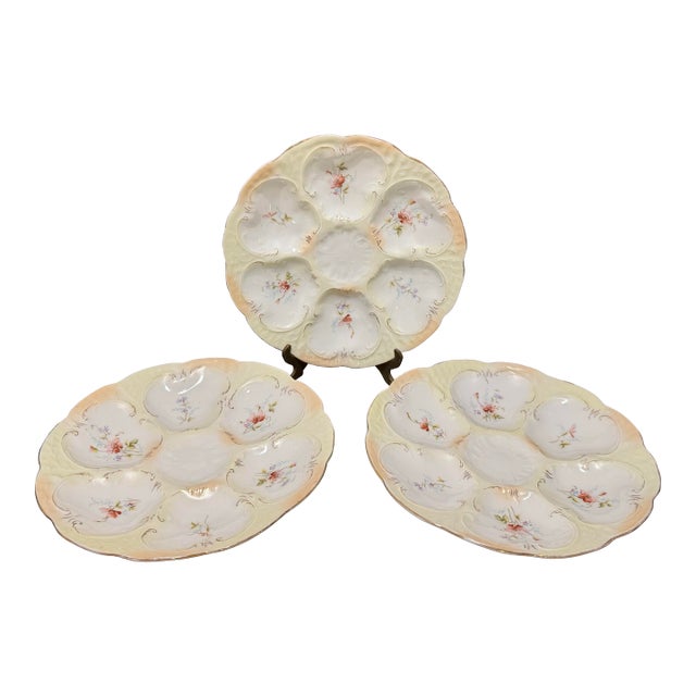 3 Antique German Weimar Porcelain Oyster Plates For Sale