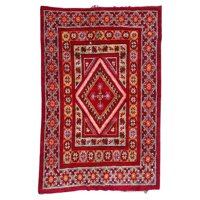 Antique Moroccan Tribal Rug, 1890s For Sale