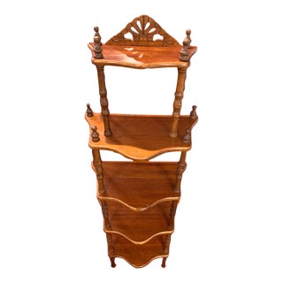 Antique French 5 Shelf Waterfall Etagere For Sale