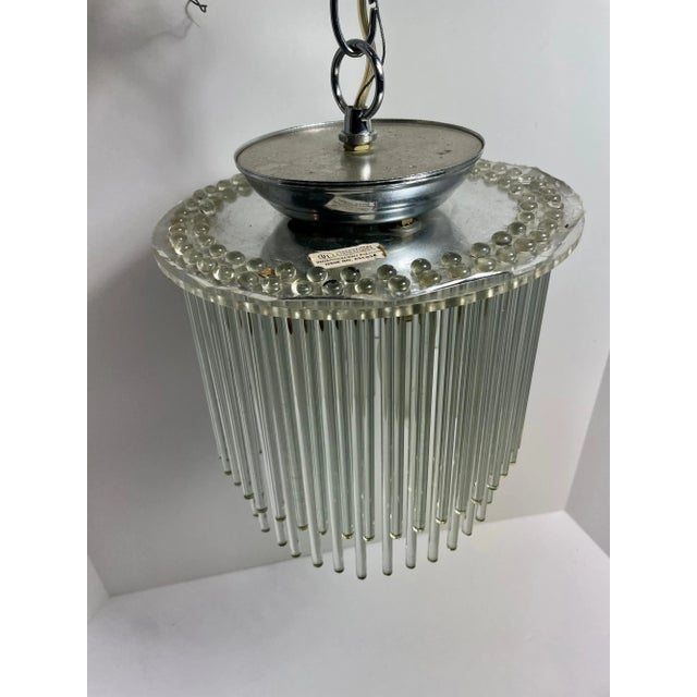 Glass Mid 20th Century Glass Rod & Lucite Pendant Chandelier For Sale - Image 7 of 11