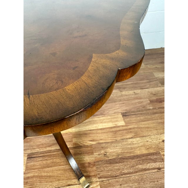 Maitland Smith Mahogany Scalloped Flip Top Side Table For Sale - Image 9 of 10
