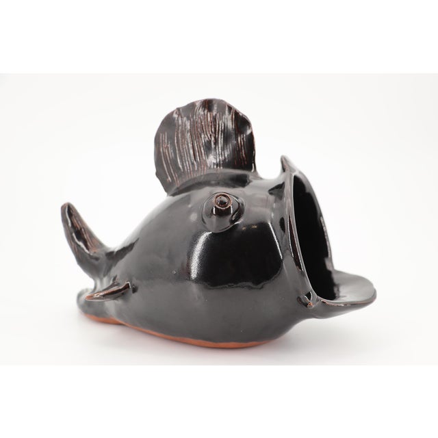 1940s Large Black Fish Sculpture, Earthenware, Portuguese For Sale - Image 11 of 15