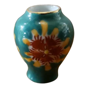 Circa 1930 Japanese Enameled Porcelain Floral Motif Miniature Baluster Vase
