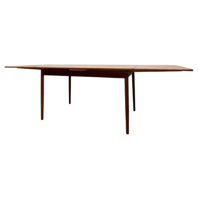 Wood Vintage Danish Mid-Century Modern Extendable Dining Table With Slide-Out Leaves For Sale - Image 7 of 13
