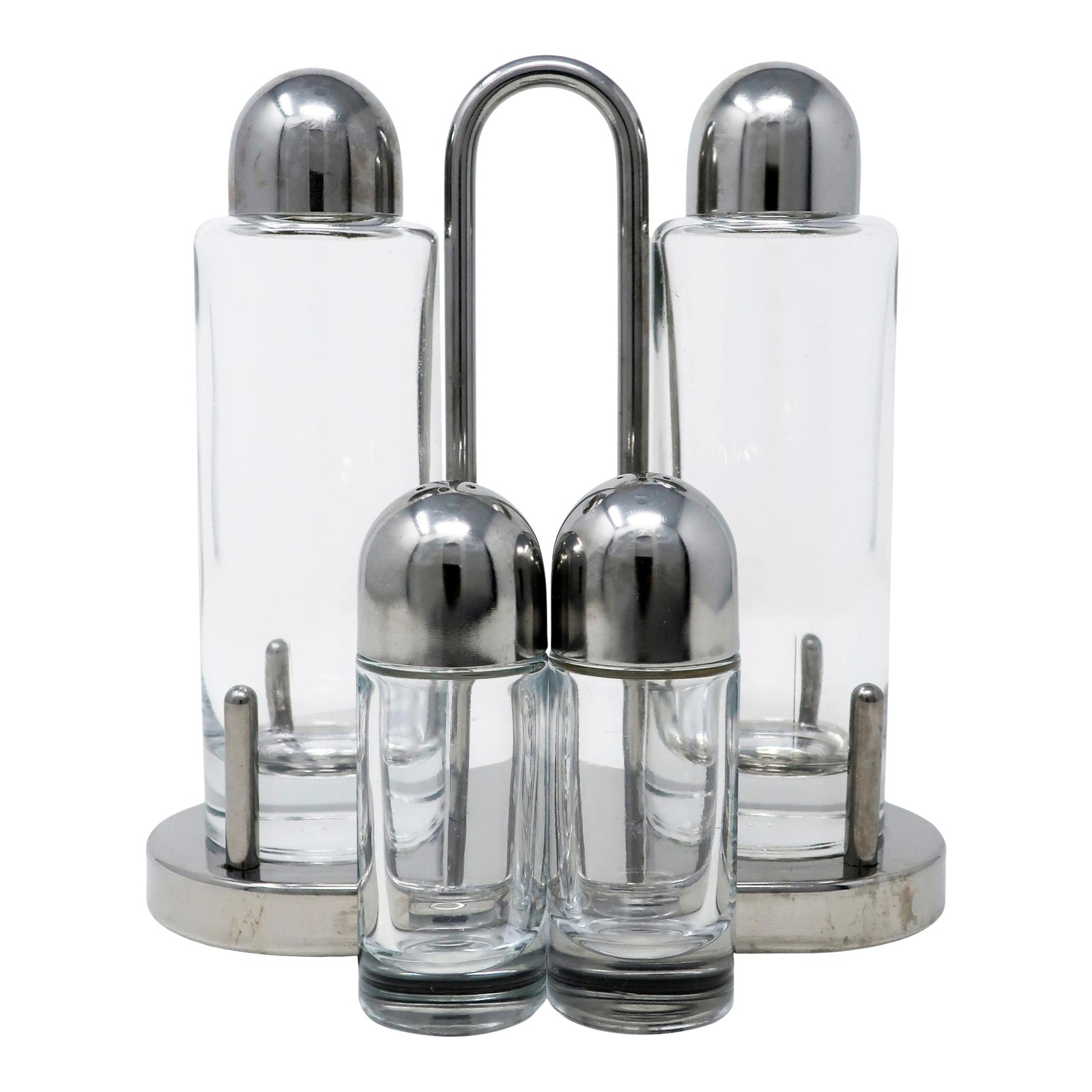 Stainless Steel and Glass Cruet Set by Ettore Sottsass for Alessi Chairish