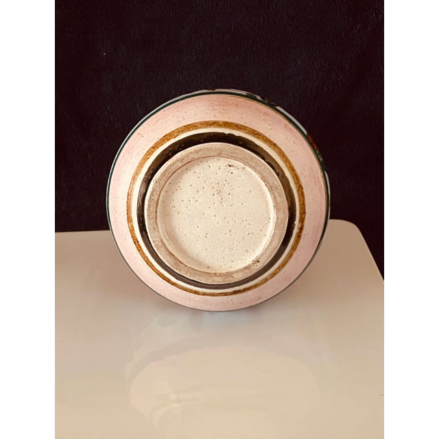 Vintage 3-Handled Ceramic Vase Jug With Colorful Bird and Flower Motif For Sale In New York - Image 6 of 7