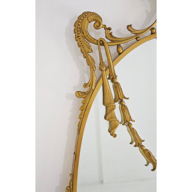 Italian Decorative Oval Brass Wall Mirror, 1960s For Sale - Image 10 of 14