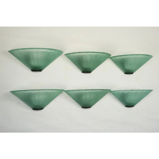 Mid-Century Modern Wall Sconces in Green Murano Glass from De Majo, Italy, 1980s, Set of 6 For Sale - Image 3 of 14