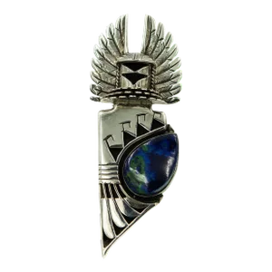 Bennie Ration Native American Kachina Sterling Silver Figural Pendant Brooch