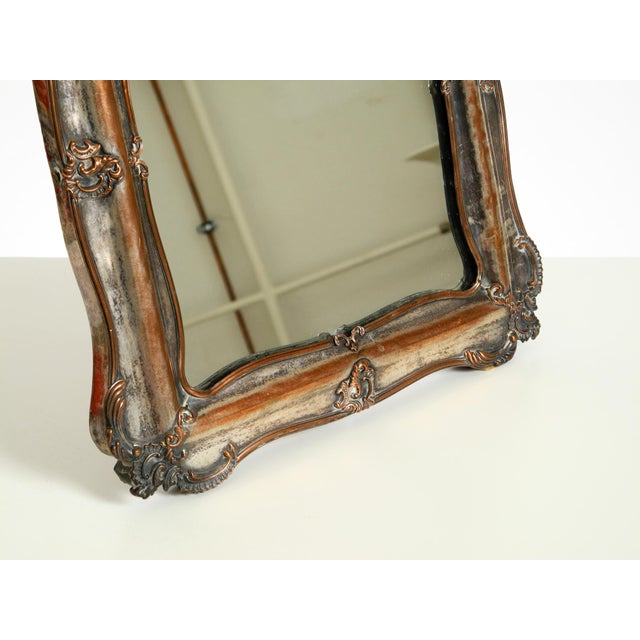 Metal Wooden Table Mirror with Silver-Plated Frame, 1930s For Sale - Image 7 of 18