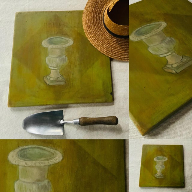 Charming French Oil on Wood Still Life Painting , 15" Square For Sale - Image 11 of 12
